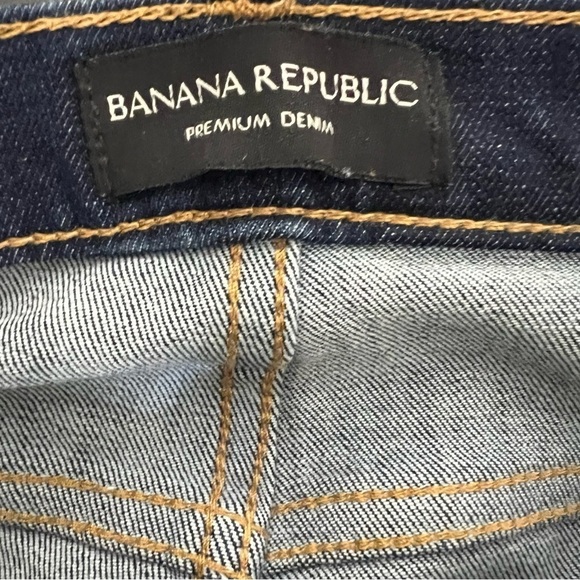 Banana Republic Jeans Women's 30 Dark  Mid Rise Skinny Stretch Blue Raw Hem - Picture 6 of 9